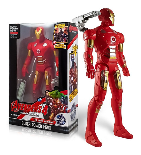 Figura Iron Man Avengers Marvel 19cm Con Luz Articulado Otec