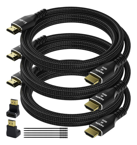 Cable Hdmi 4k De 4 Pies (paquete De 3), Cable Hdmi 2.0 Ultra