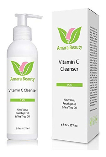 Amara Organics Limpiador Facial Con 15% De Vitamina C, 6 Fl