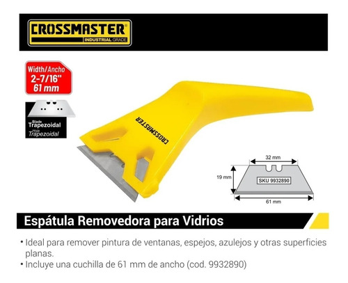 Imagen 2 de 9 de Espatula Removedor Para Vidrios 61mm Crossmaster