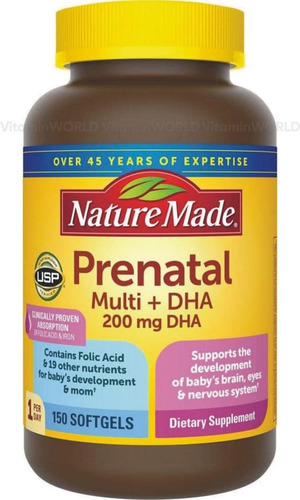 Prenatal Multi Americano Nature #1 150 Cápsulas + 200mg Dha Sabor Sin sabor