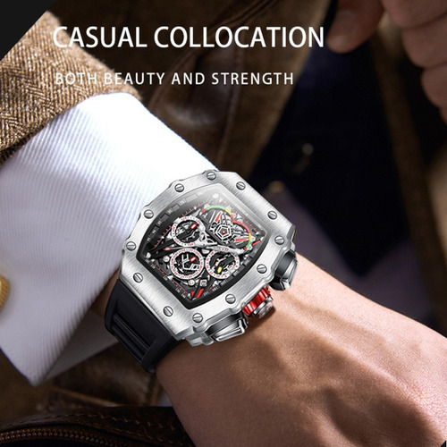 Reloj Mecánico Completamente Automático Onola Fashion Color Del Bisel Black/red