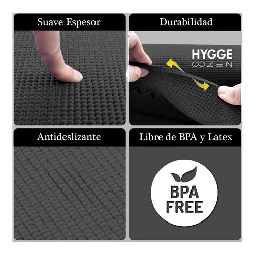 Imagen 4 de 10 de Mat Yoga Colchoneta Pvc 4mm Con Correa + Funda De Regalo
