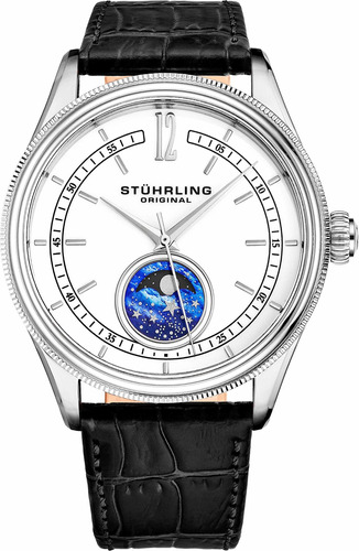 Reloj Hombre Stuhrling 897.01 Cuarzo Pulso Negro En Cuero