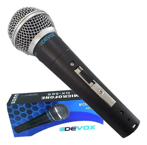 Microfone Com Fio De Mão Dinâmico Profisssional Dx-58s Devox