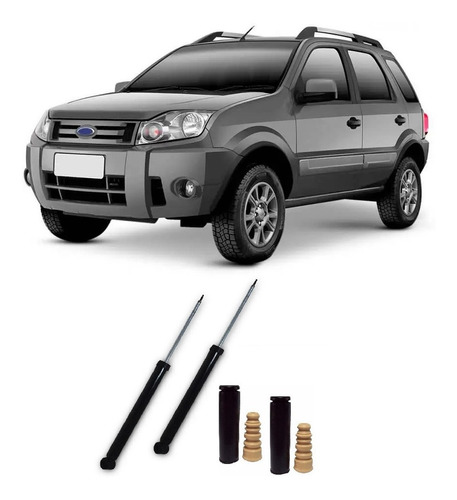 Par Amortecedor + Par Kit Batente Ecosport Traseiro 03 04 05