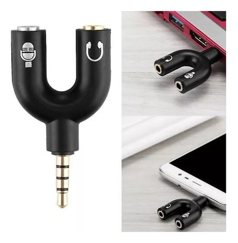 Divisor Sonido Microfono Audifono Adaptador 3.5 Mm Audio Pc