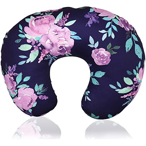 Purple Floral Nursing Pillow Cover, Breastfeeding Pillow Sli