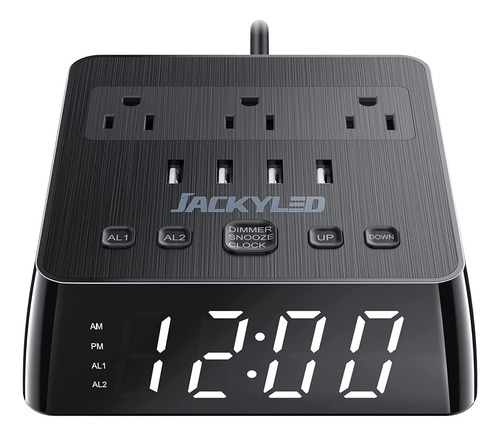 Despertador Jackyled Com 4 Carregadores Usb, Power Strip 3