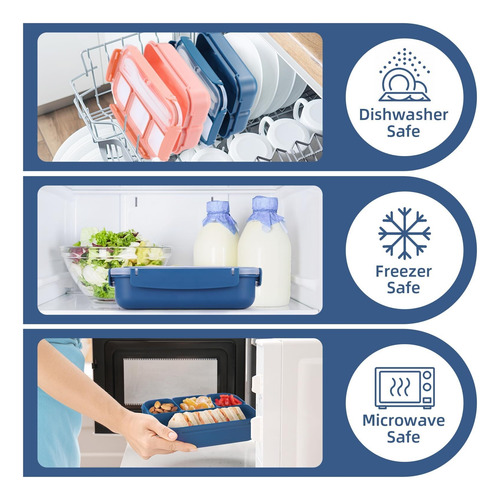 Lancheira Bento Com 4 Compartimentos, Recipiente Para Molho