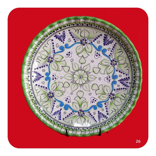 Plato De Talavera Poblana Charola 40 Cm M26 Verde Limón Plt