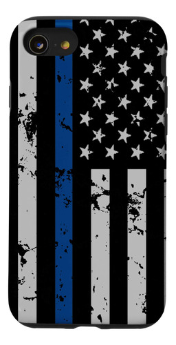 iPhone SE (2020) / 7 / 8 American Police Flag Thin Blue Line