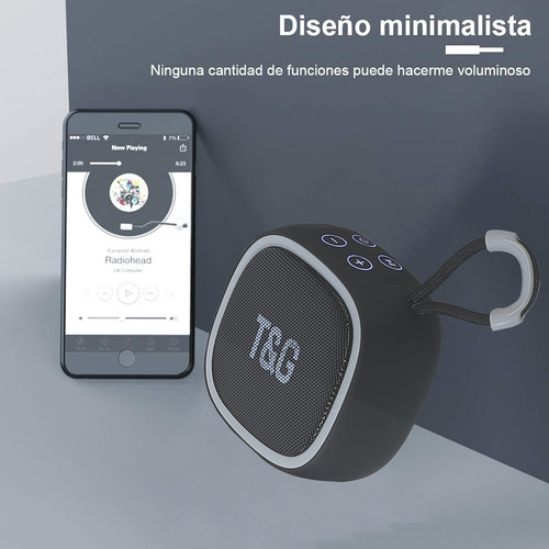Audio Bluetooth Inalámbrico Portátil V5.3 Mini Bocina Color Negro T&G TG659