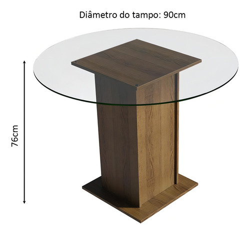 Conjunto Sala Jantar Débora Madesa Mesa Tamp Vidro Redon Rbm Cor Rustic/Bege Marrom