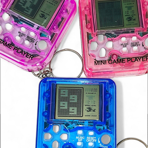3 Mini Game Com Chaveiro Jogo Classico Retro Azul P/ Brinde