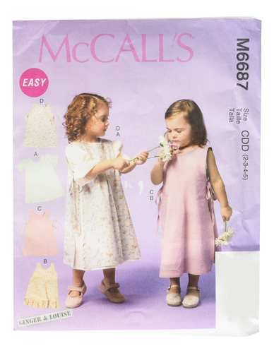 Mccall Patterns M6687 Niña Vestido Pinafor Coser Plantilla 2