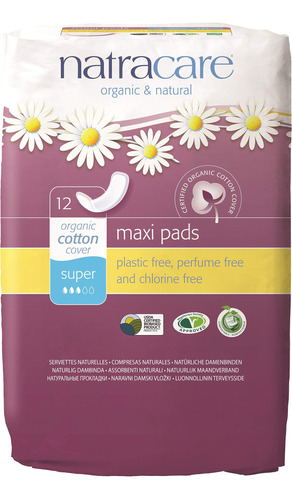 Natracare Maxi Pads Super Con Funda De Algodon Organico 12 E