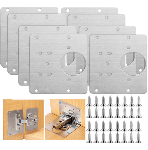 4 Placas 9*9cm Reparadoras Bisagra Armario Con Tornillos