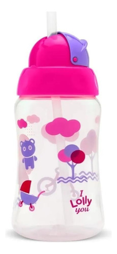 Copo Transição Garrafinha Canudo Silicone Viva 330ml Lolly