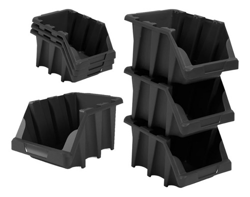 Gaveta Bin N. 5 - Empilhável - Preto - Kit Com 3