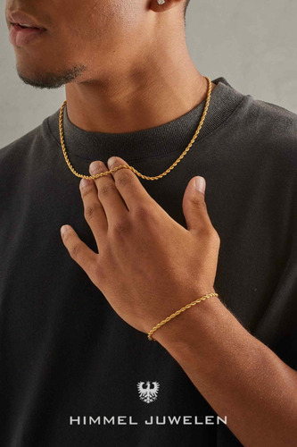 Pulsera Rope Tourbillon 3mm Estuche Premium Enchape Oro 18k