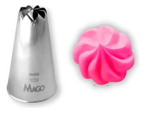Bico De Confeitar Modelo 108 Flor Especial Inox Grande Mago