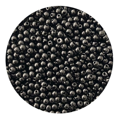 Bola 4mm Negra Lisa Brillosa De Vidrio, 250grs, 2300pzas