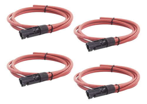 4 Cables Fotovoltaico 1.5m Rojo Calibre 10 Awg 1 Terminal H