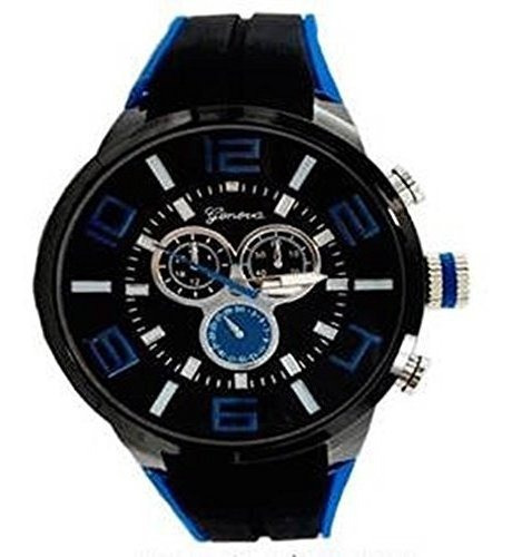 Relojes Deportivos - Black Blue Mens Watch Geneva Metal Over