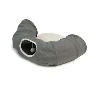 Túnel Interactivo Gatos Plegable Con Cama Vesper Catit Color Gris