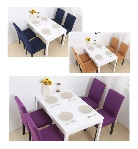 Imagen 3 de 9 de 6 Fundas De Silla De Comedor Elásticas, Lavables