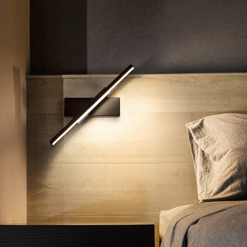 Lámpara Arbotante Espejo Dormitorio Pared Baño Luz Led 30cm Estructura Negro