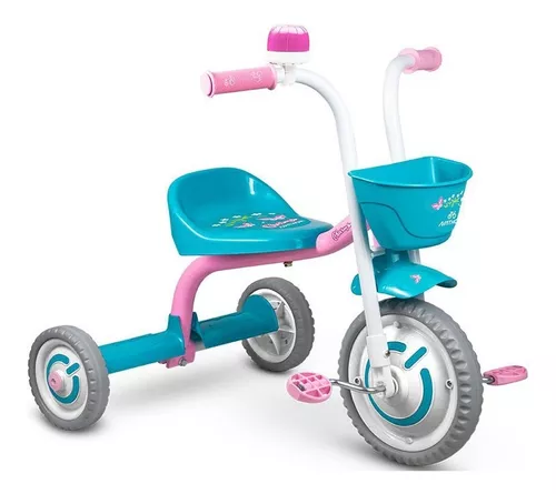 Triciclo Motoca Infantil Charm Nathor Rosa Azul Para Menina