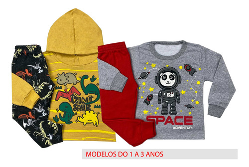 Imagem 5 de 11 de Kit 3 Conjunto Moletom Infantil Menino Roupa Inverno