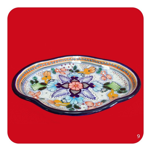 Imagen 2 de 2 de Charola Pavera Mediana De Talavera Poblana Colores M9 Chr
