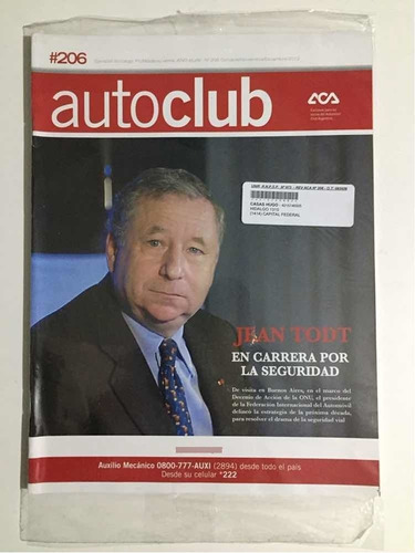 Revista Autoclub # 206 Sin Abrir-cerrada-nueva Jean Todt