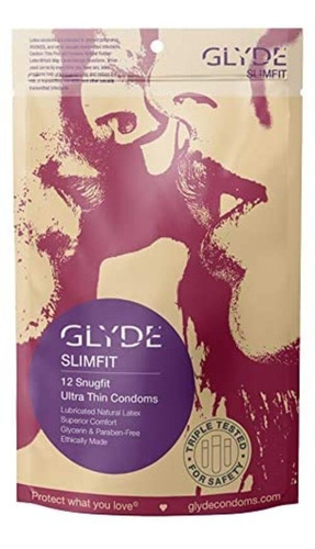 Condones Glyde Slimfit  Talla Pequeña Ultra Delgados 12 Pz