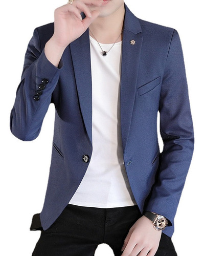 Blazer Estilo Coreano De Corte Entallado Y 1 Botón P/hombre