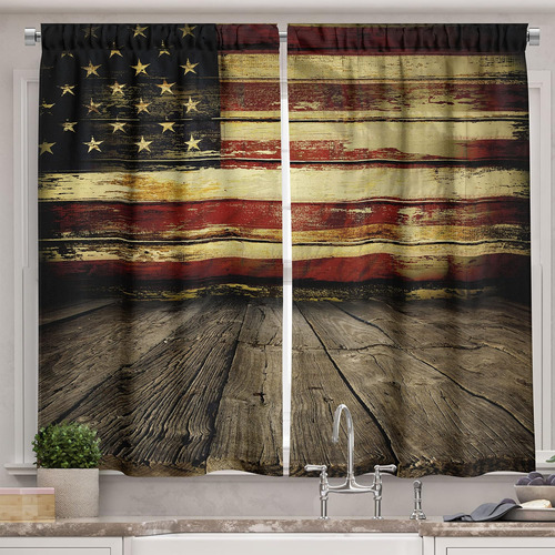 Ambesonne Cortinas De Cocina De Estados Unidos, Bandera Amer