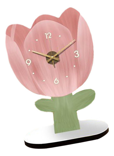 Relógio De Mesa Analógico Decorativo Silencioso Tulipa