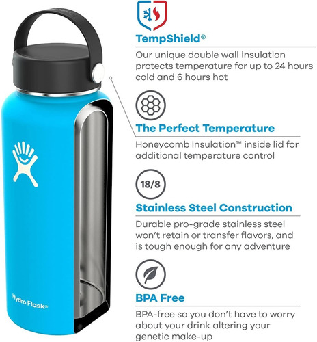 Imagen 3 de 3 de Botella Hydro Flask Wide Mouth 12 Oz. Kiwi