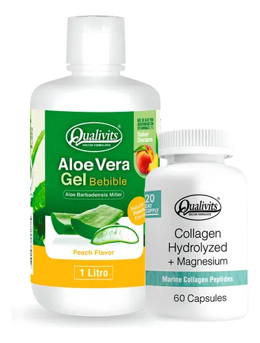 Aloe Vera Bebible + Colágeno Con Magnesio X 60 - Qualivits Sabor Durazno