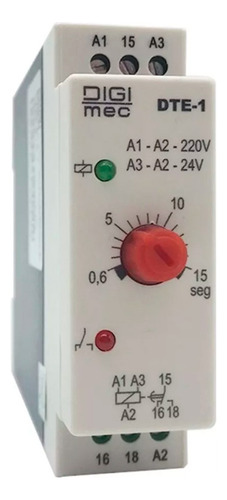 Rele De Tempo Eletrônico Dte-1 15 Segundos 24 - 220v Digimec