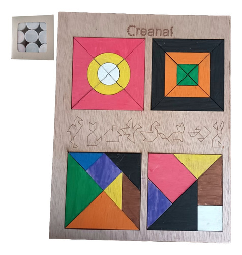 Juego Tangram Didactico 4 Estilos + Kit De 9 Pinturas