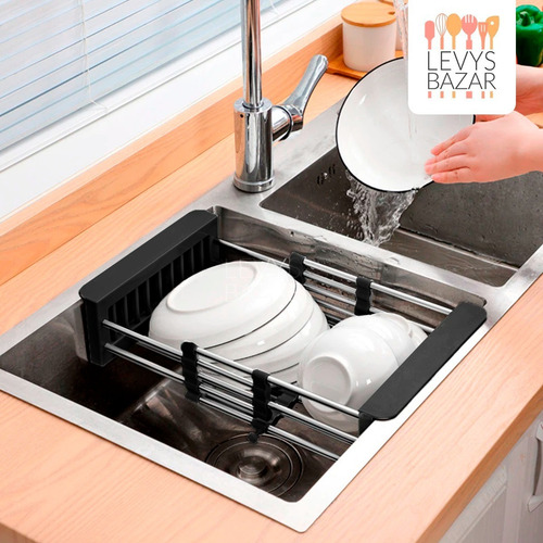 Imagen 9 de 10 de Escurridor Extensible Acero Inox Para Bacha Verduras Frutas