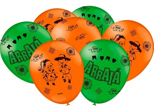 Balão Festa Junina - Arraiá Laranja E Verde - 25 Unidades