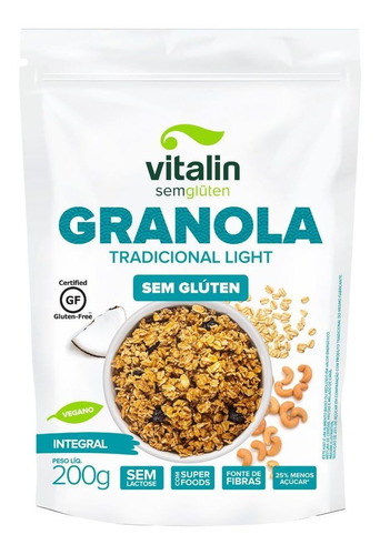 Granola Tradicional Light Integral Sem Glúten Vitalin 200g