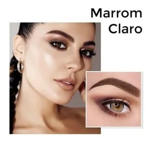 Lápiz para corregir defectos de cejas con cabello castaño claro tatuado