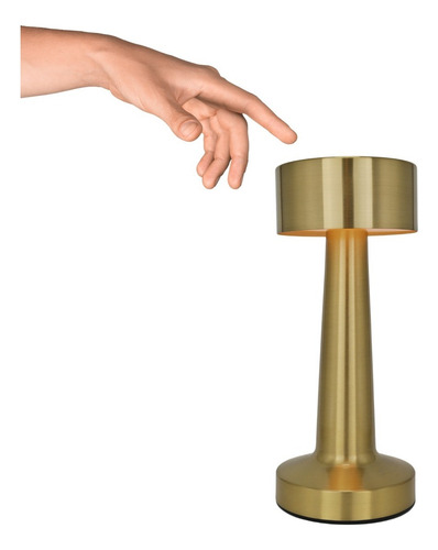 Lampara De Mesa Touch Led Recargable Usb C Dorada