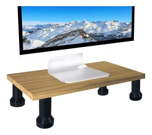 Soporte Eleva Monitor Regulable Pc Escritorio 45x20 Moderno Color Roble